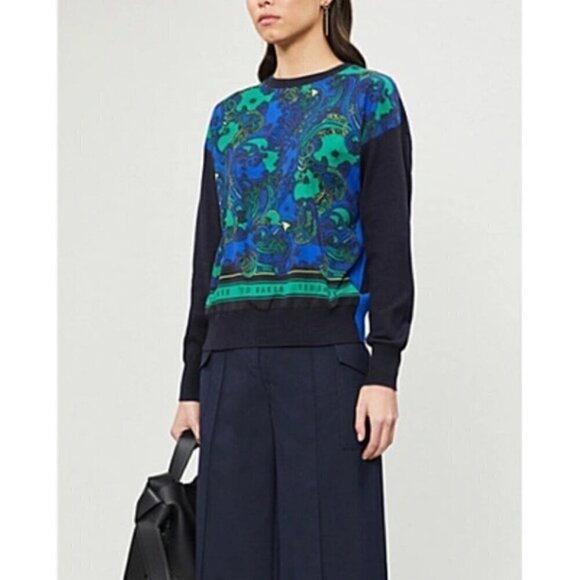 TED BAKER Bekii Stargaze Woven Front Sweater In Dark blue size 3 (US6-8) - Picture 2 of 15